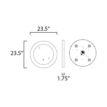 Floating Round LED Wall Mirror - line drawing.