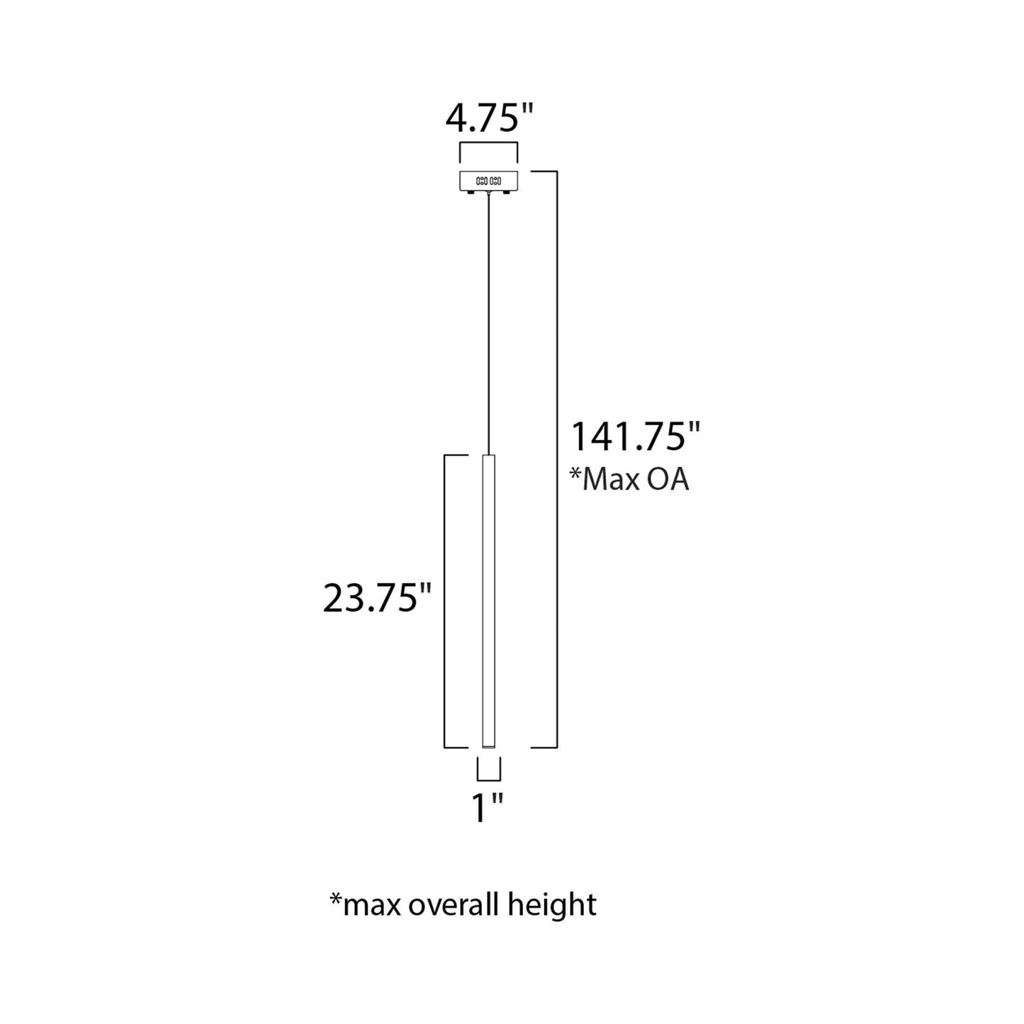 Flute LED Mini Pendant Light - line drawing.