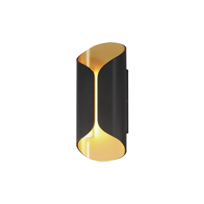Folio Outdoor LED Wall Light in Black/Gold (13.75-Inch).