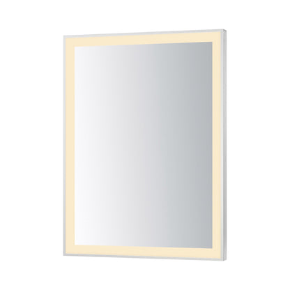 Framed LED Wall Mirror in Satin Nickel (32-Inch/24-Inch).