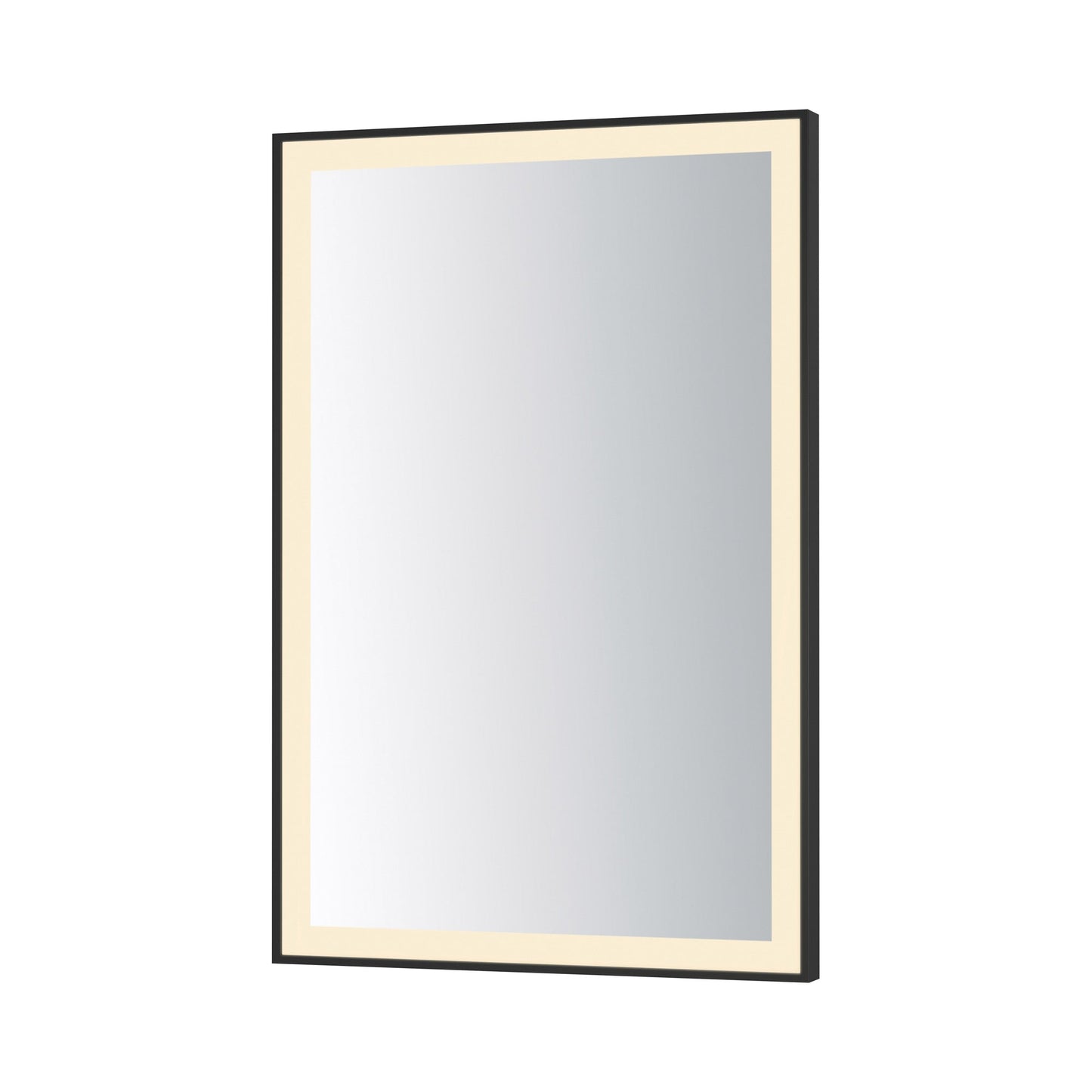 Framed LED Wall Mirror in Black (36-Inch/24-Inch).