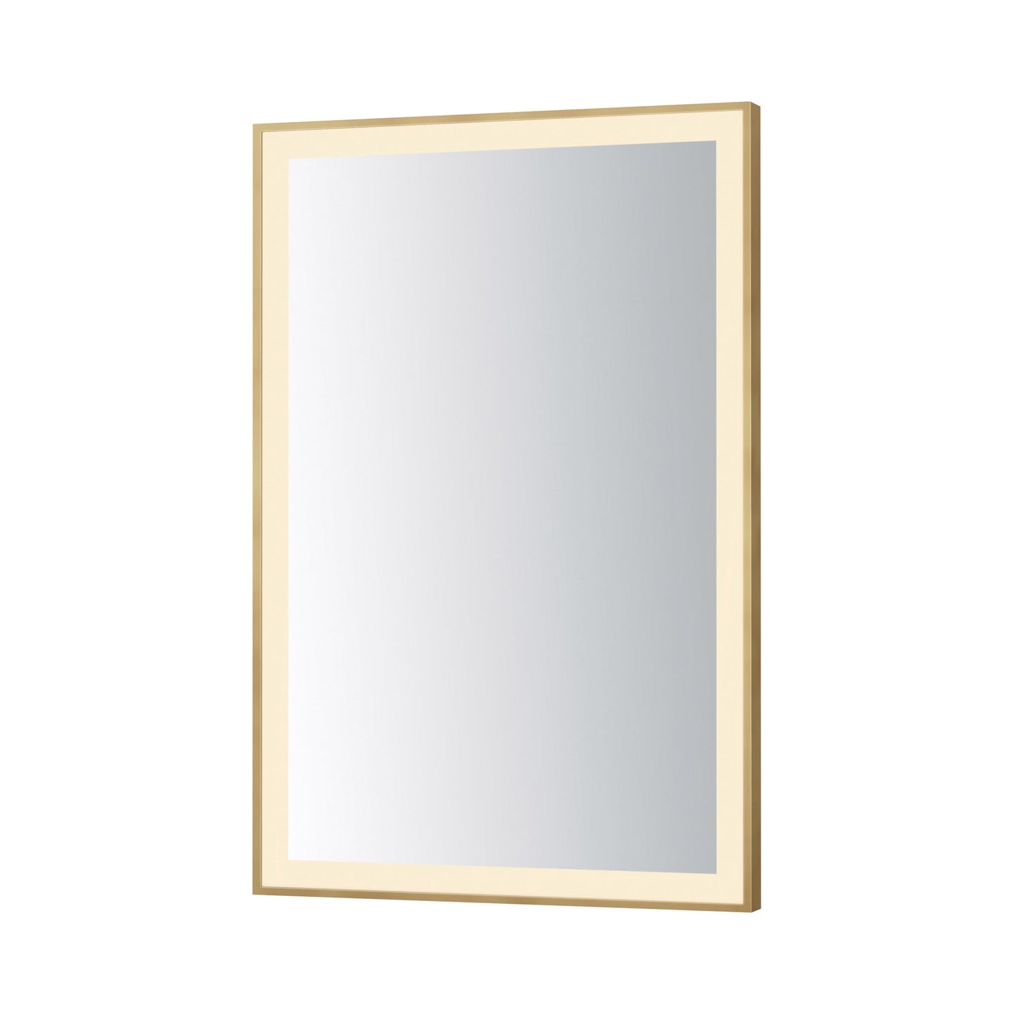 Framed LED Wall Mirror in Gold (36-Inch/24-Inch).