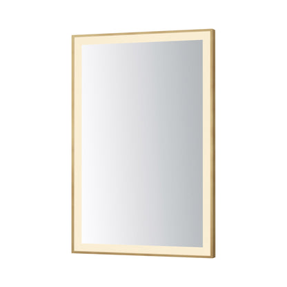 Framed LED Wall Mirror in Gold (36-Inch/24-Inch).