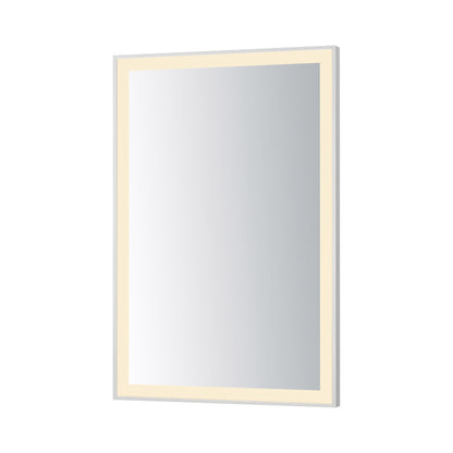 Framed LED Wall Mirror in Satin Nickel (36-Inch/24-Inch).