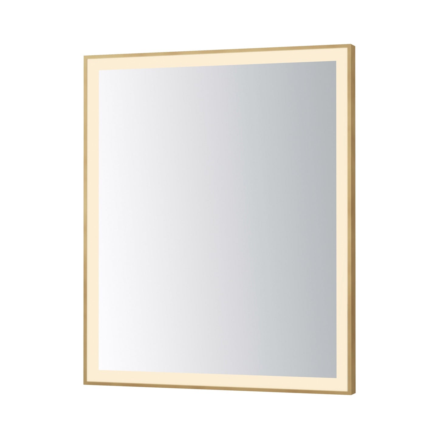 Framed LED Wall Mirror in Gold (36-Inch/30-Inch).