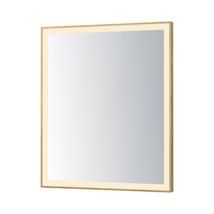 Framed LED Wall Mirror in Gold (36-Inch/30-Inch).