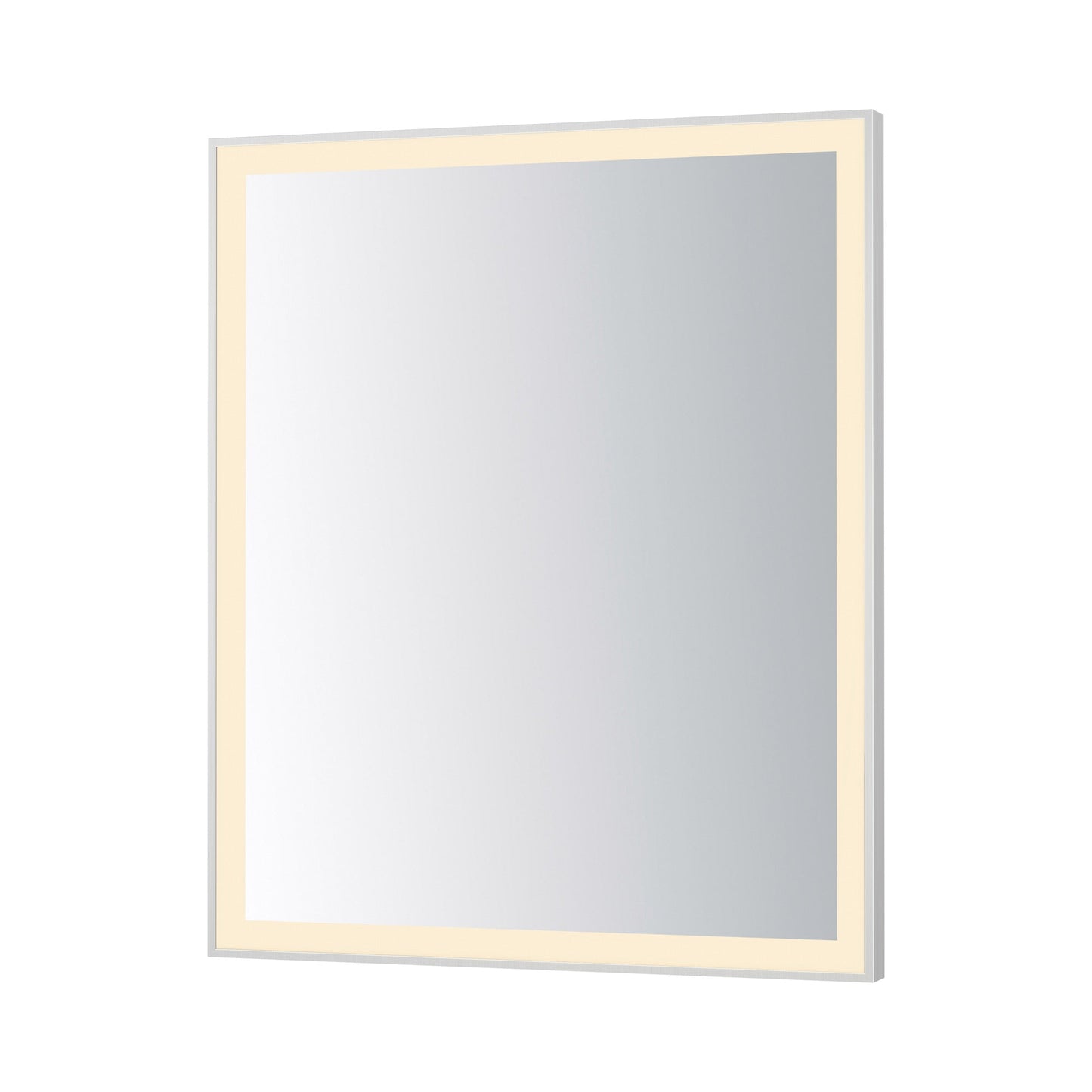Framed LED Wall Mirror in Satin Nickel (36-Inch/30-Inch).
