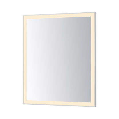 Framed LED Wall Mirror in Satin Nickel (36-Inch/30-Inch).