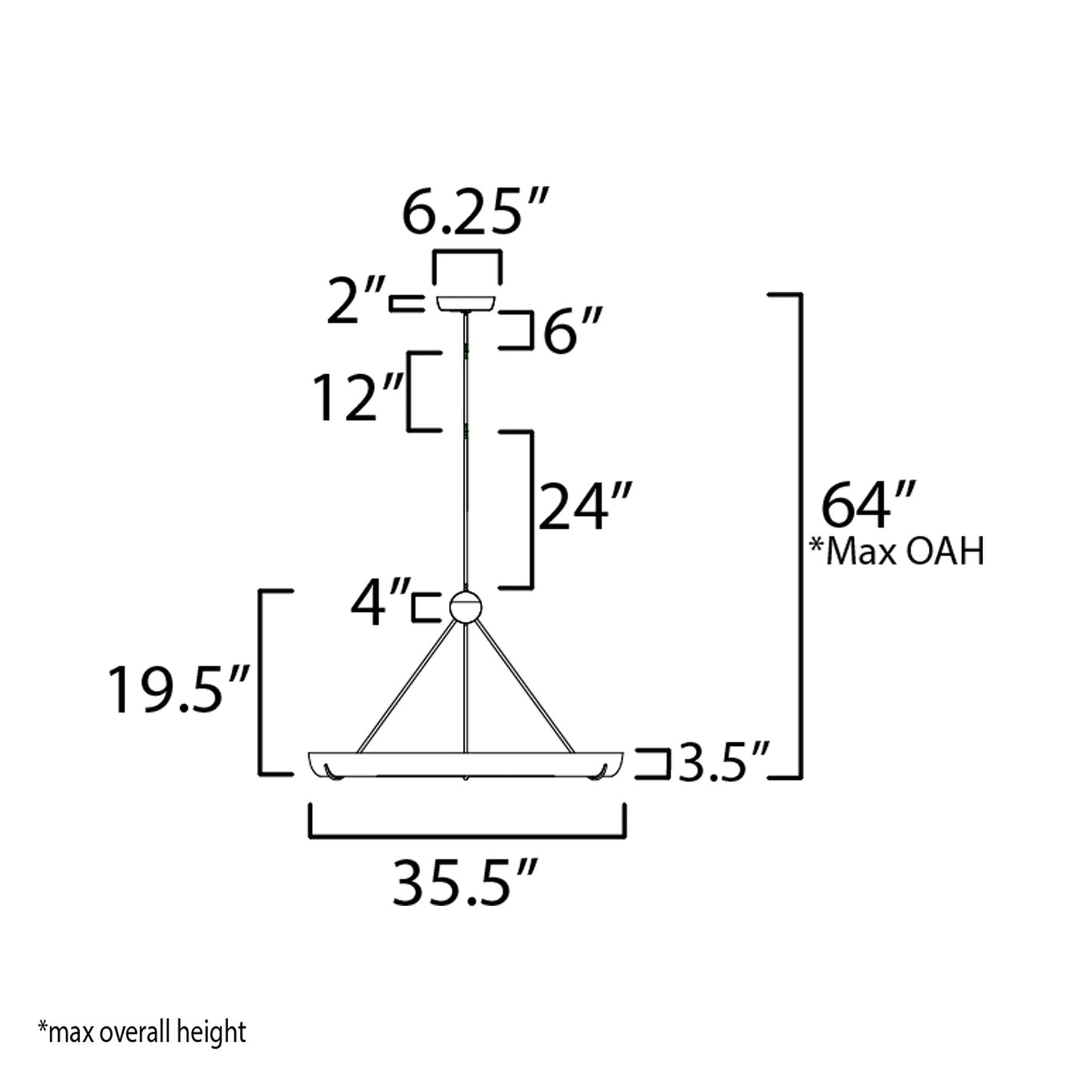 Geist LED Pendant Light - line drawing.