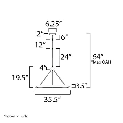 Geist LED Pendant Light - line drawing.
