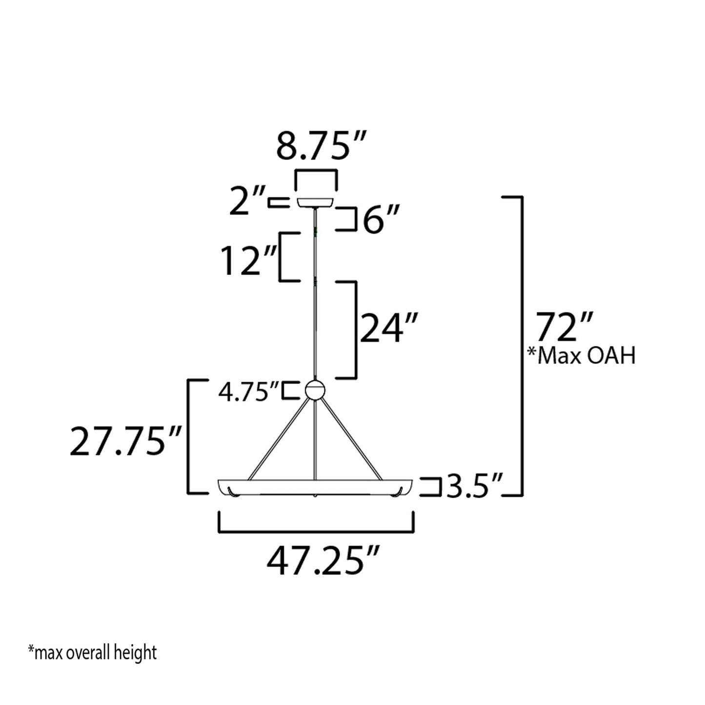 Geist LED Pendant Light - line drawing.
