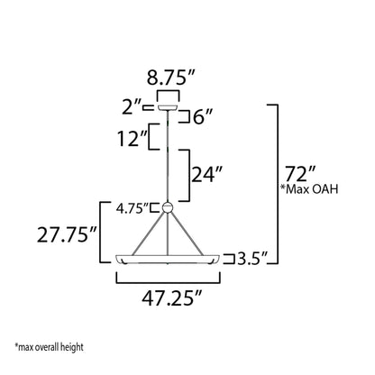 Geist LED Pendant Light - line drawing.