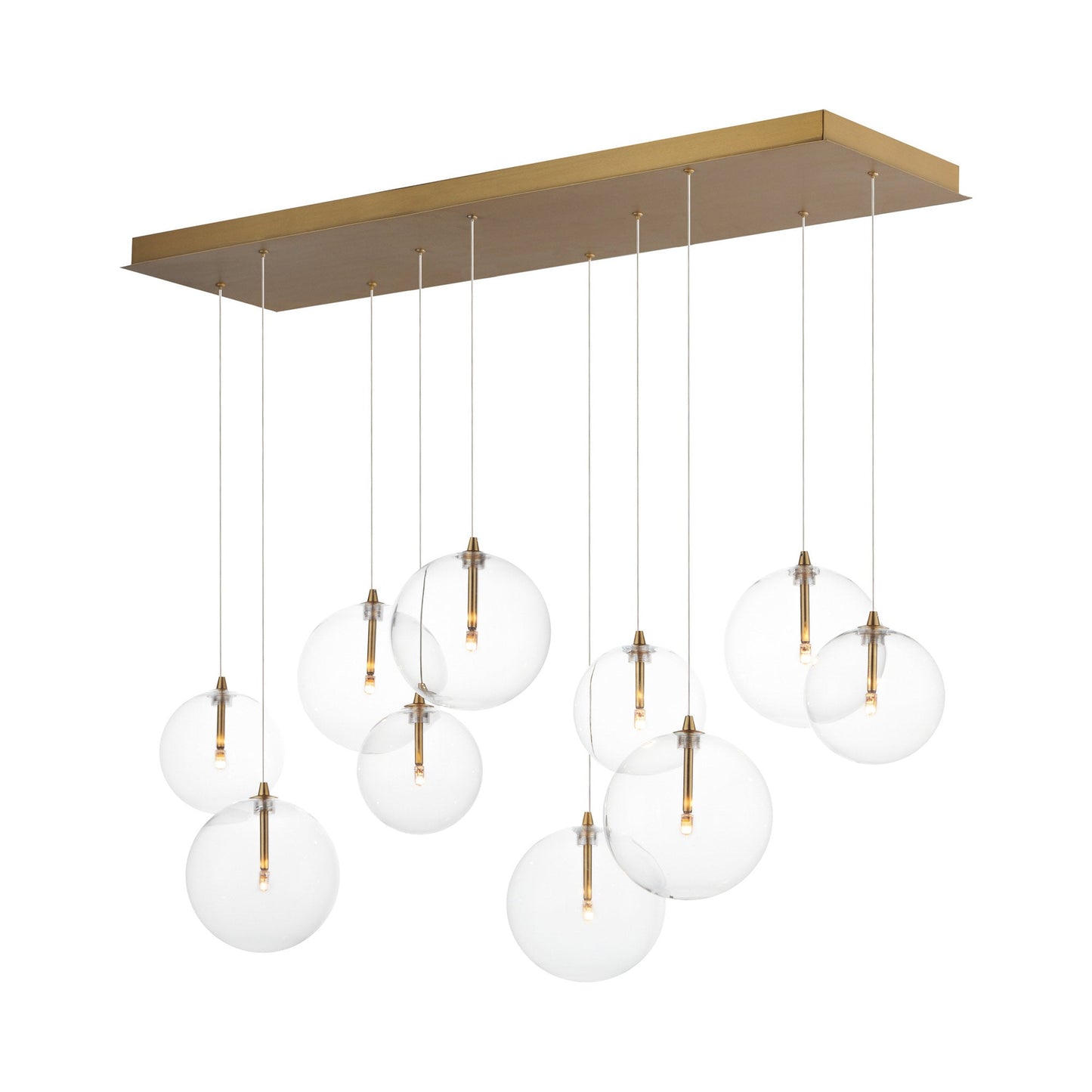 Global Linear Pendant Light in Natural Aged Brass.