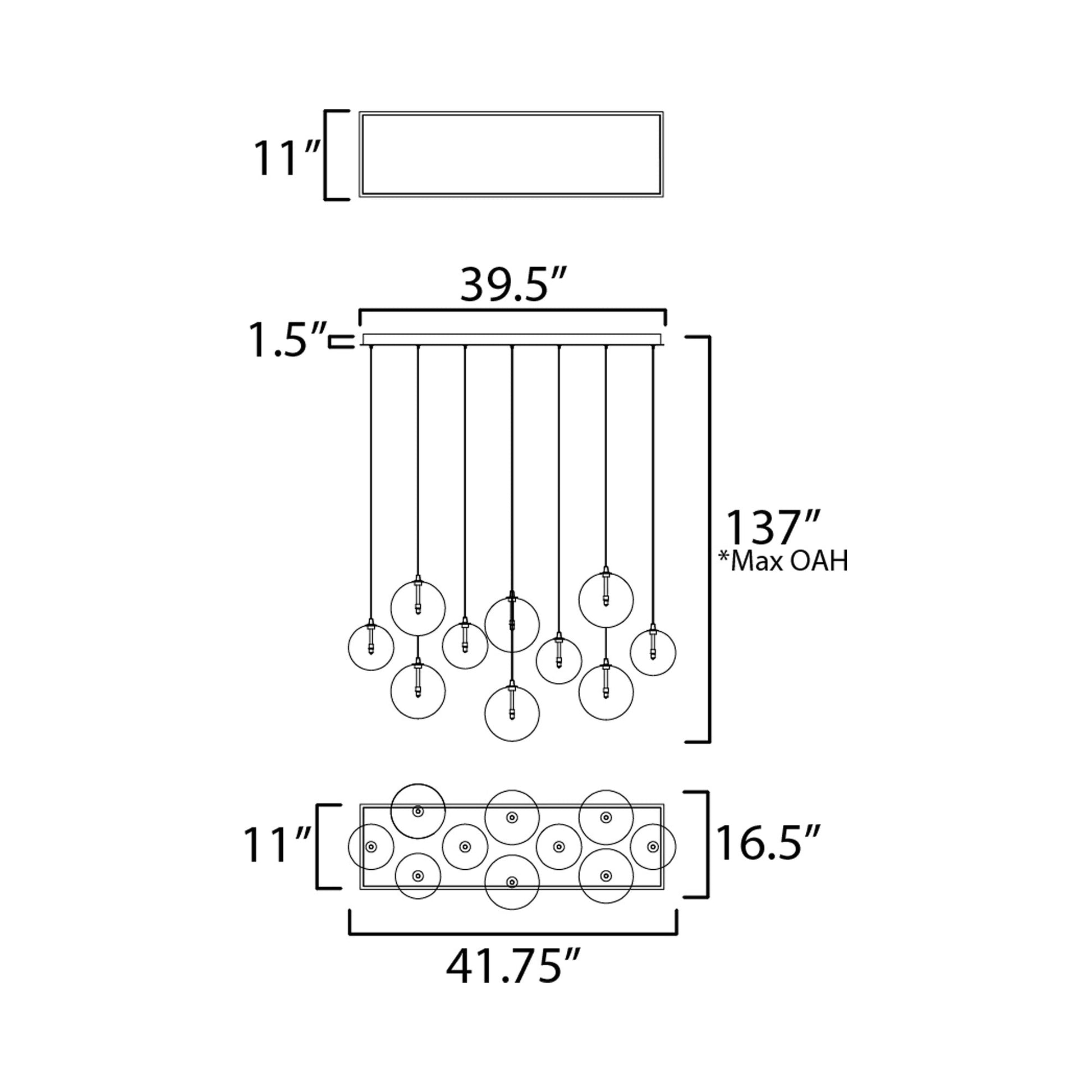 Global Linear Pendant Light - line drawing.