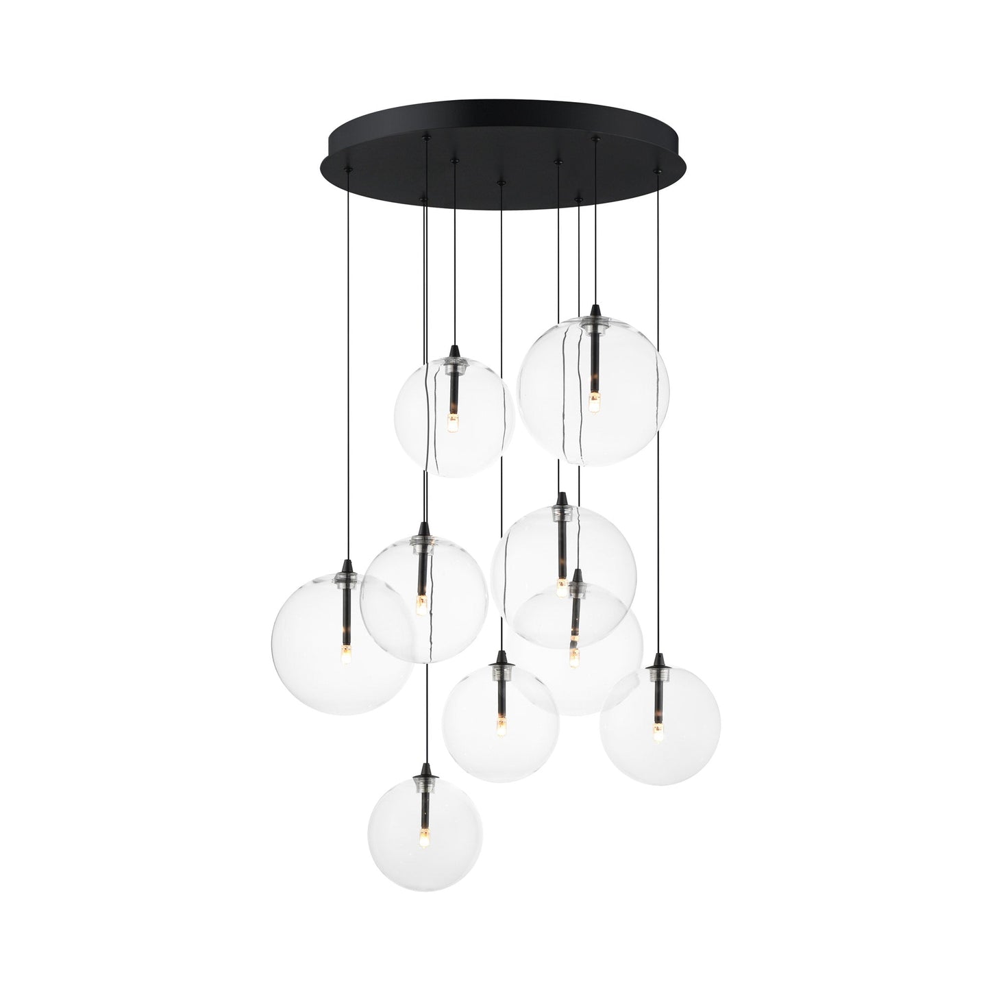 Global Multi Light Pendant Light in Black (9-Light).