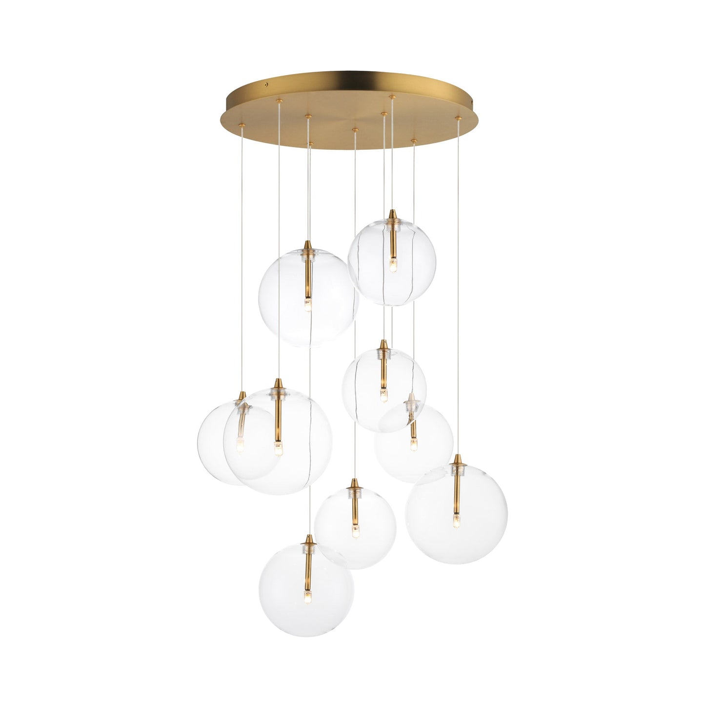 Global Multi Light Pendant Light in Natural Aged Brass (9-Light).