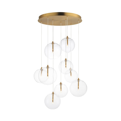 Global Multi Light Pendant Light in Natural Aged Brass (9-Light).