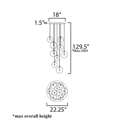 Global Multi Light Pendant Light - line drawing.
