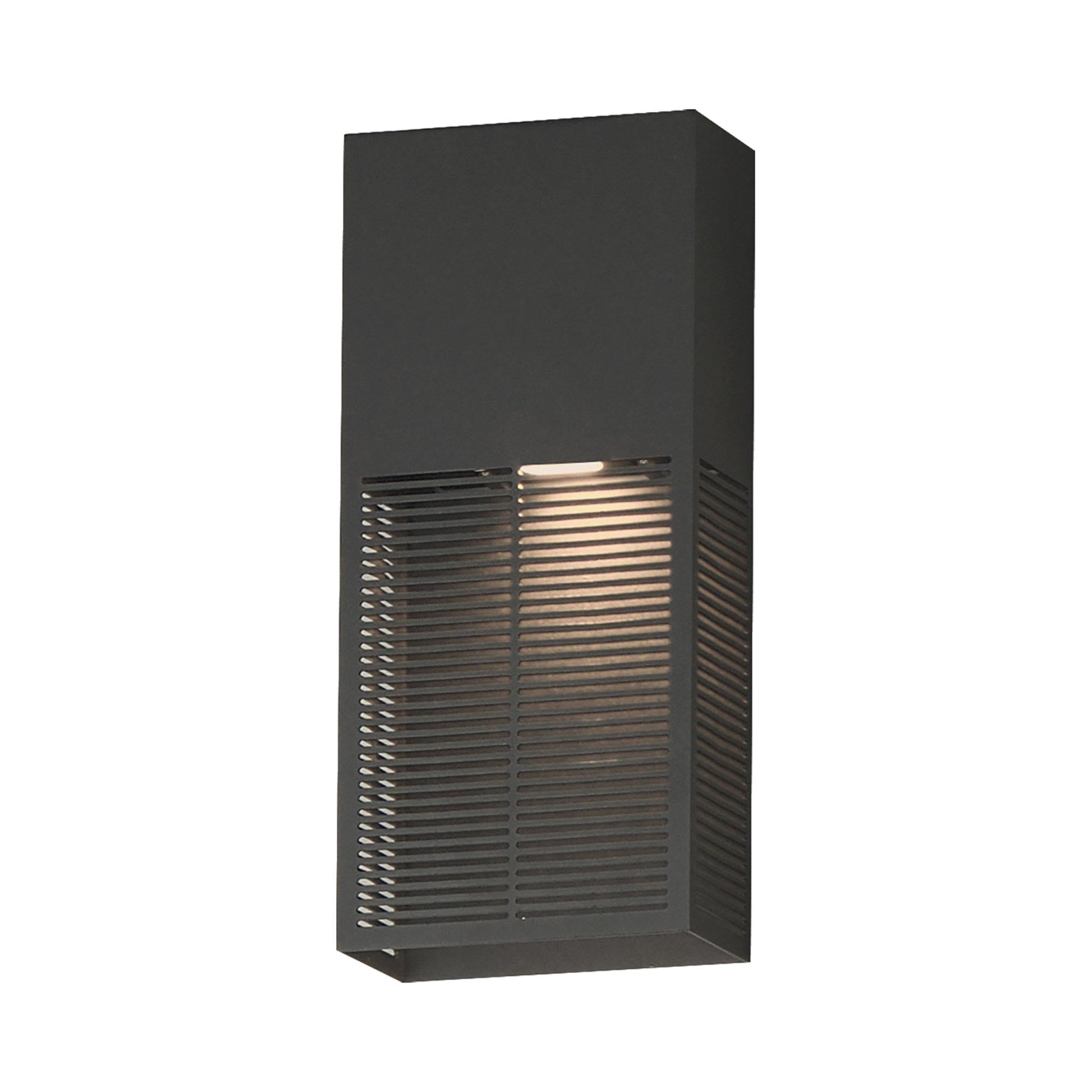 Grate Outdoor LED Single Wall Light in Architectural Bronze.