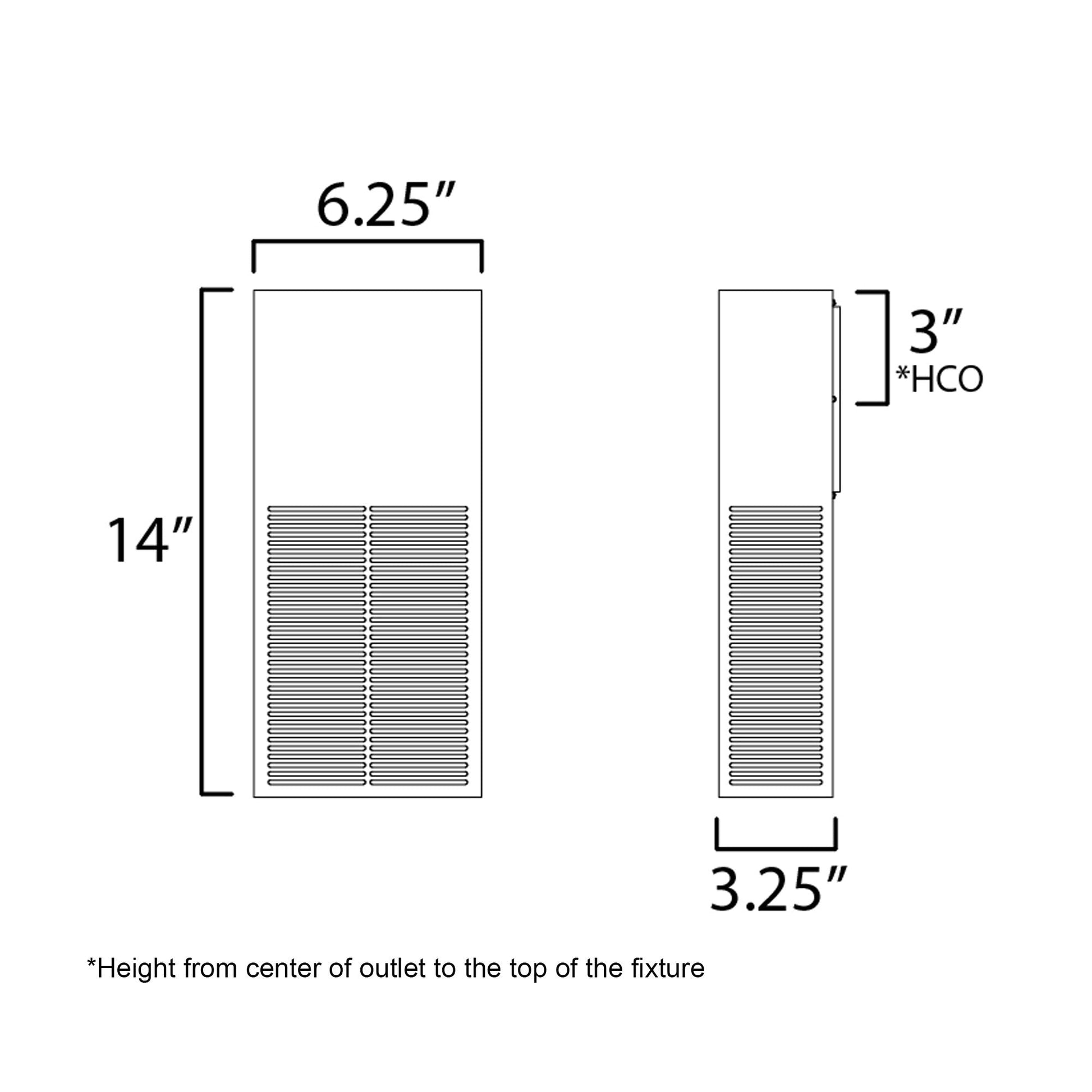 Grate Outdoor LED Single Wall Light - line drawing.