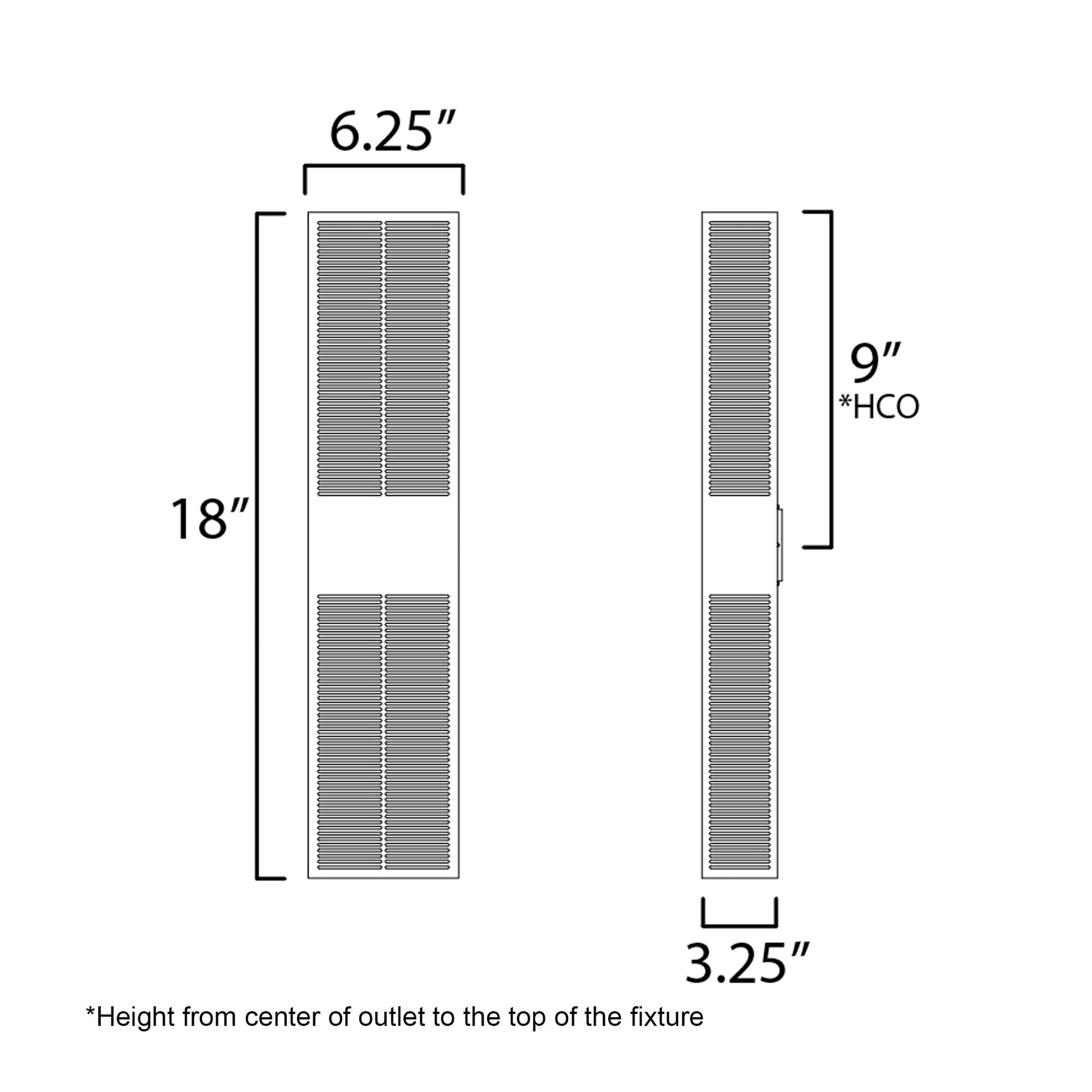 Grate Outdoor LED Wall Light - line drawing.