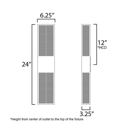Grate Outdoor LED Wall Light - line drawing.
