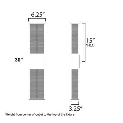 Grate Outdoor LED Wall Light - line drawing.