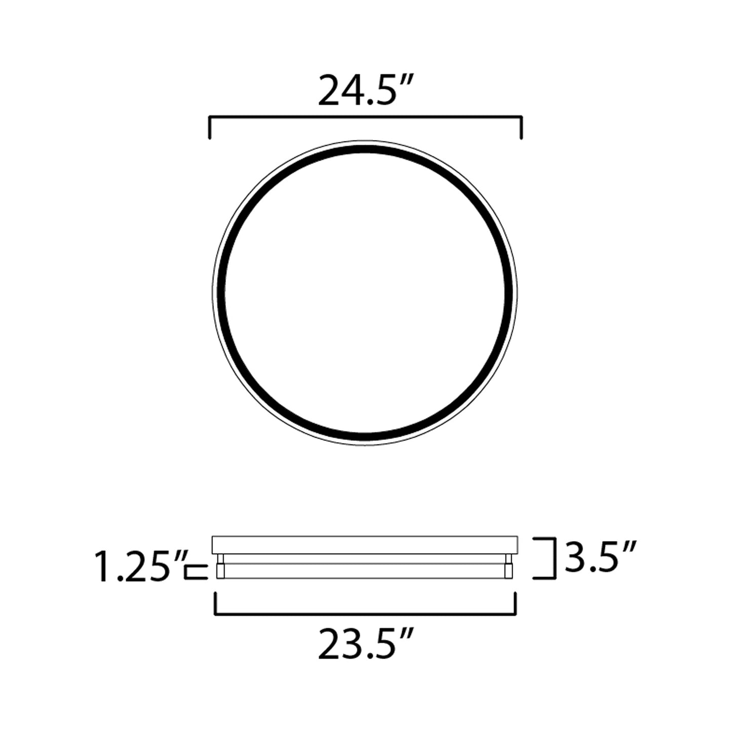 Groove LED Flush Mount Ceiling Light - line drawing.