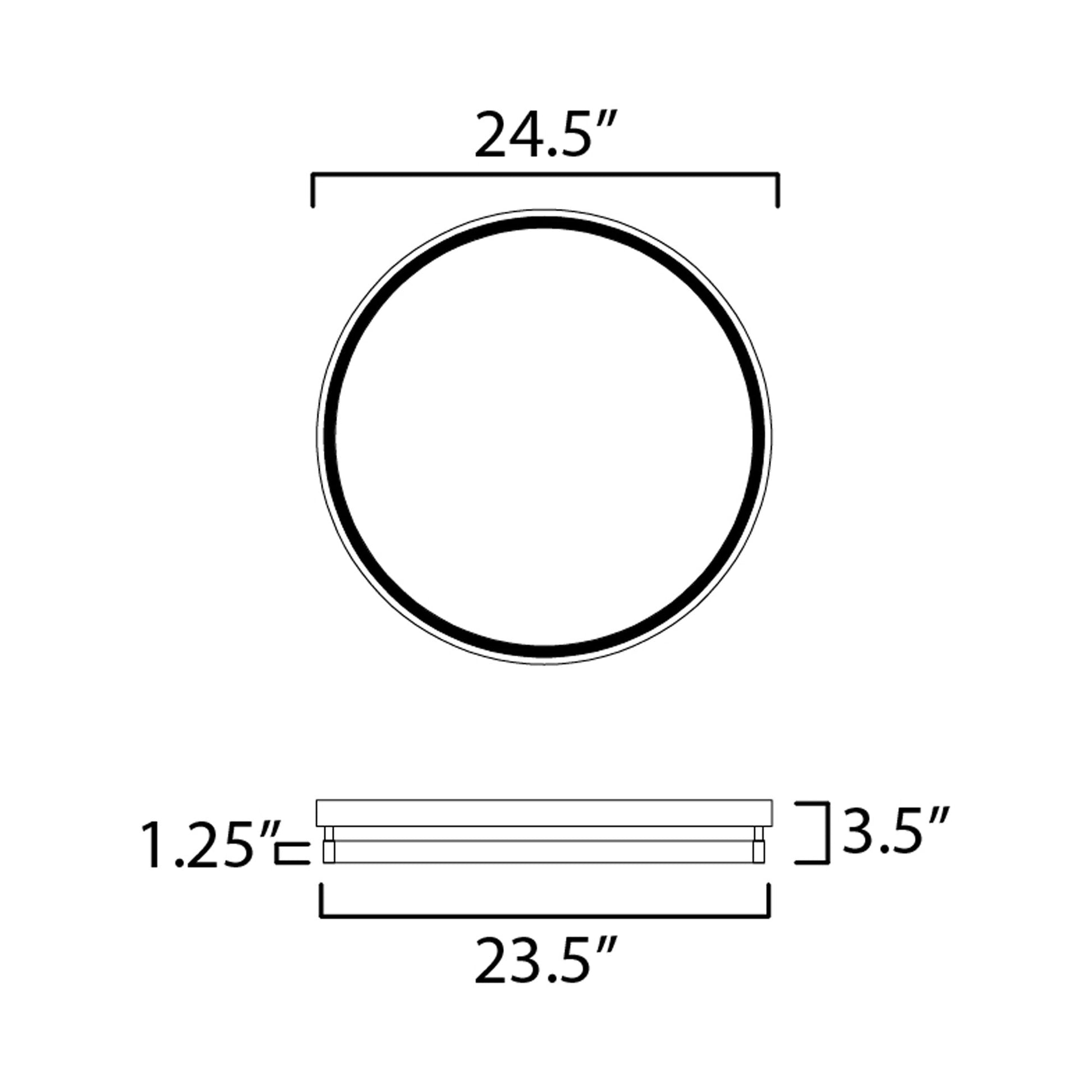 Groove LED Flush Mount Ceiling Light - line drawing.