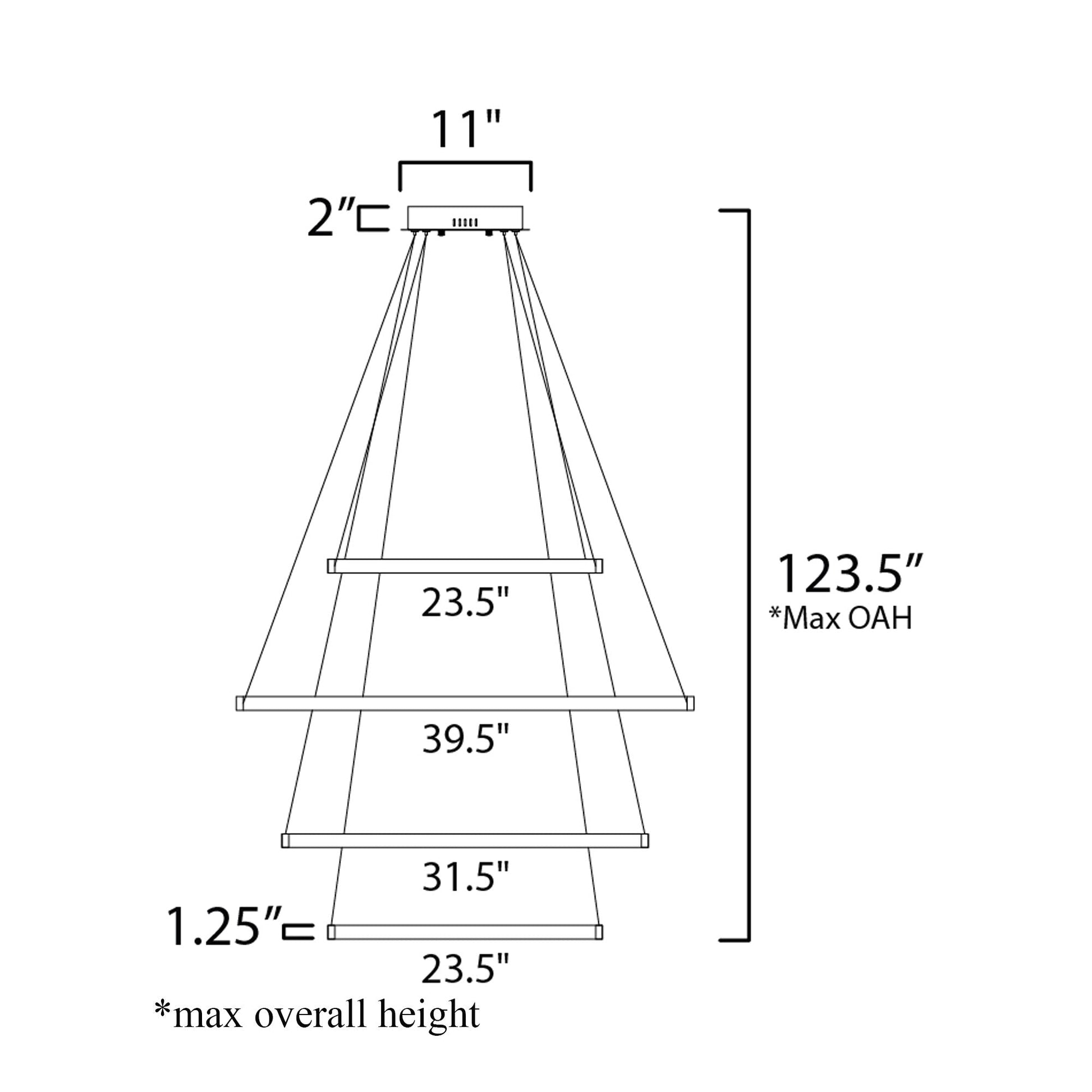 Groove LED Multi Tier Chandelier - line drawing.