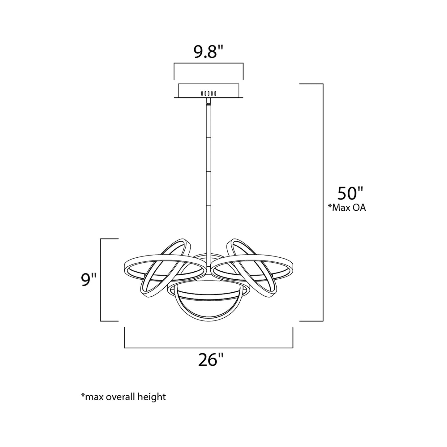Gyro II LED Multi Light Pendant Light - line drawing.