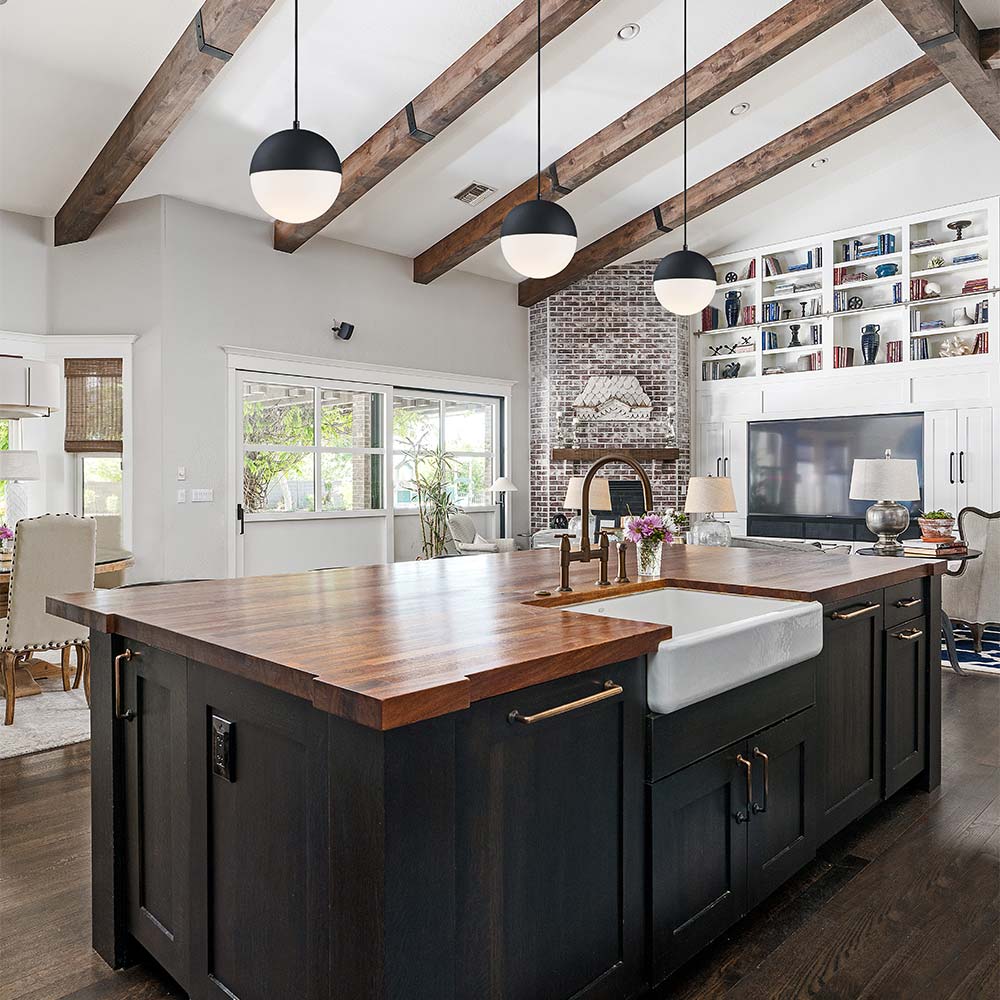 Half Moon Pendant Light in kitchen.