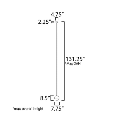 Half Moon Pendant Light - line drawing.