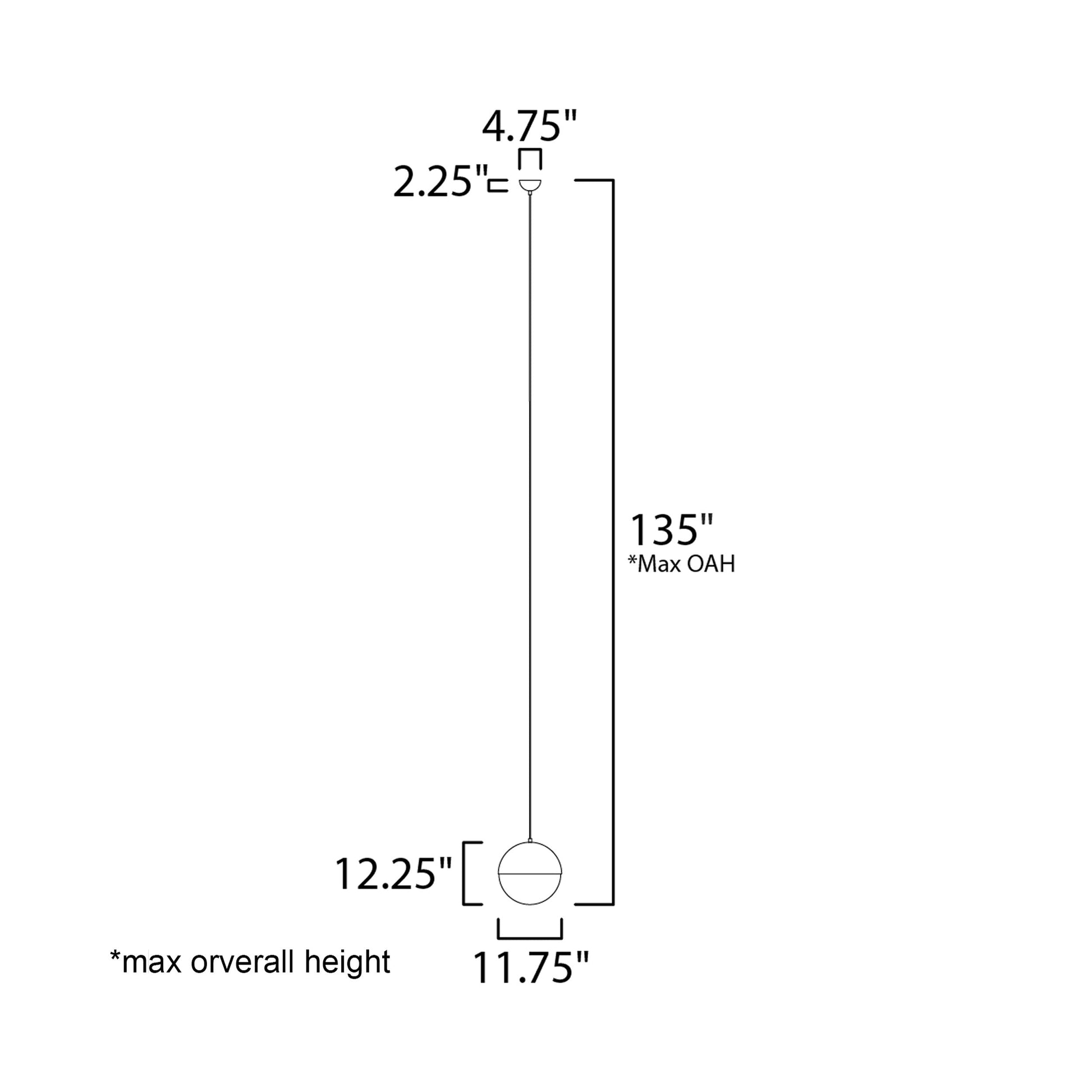 Half Moon Pendant Light - line drawing.