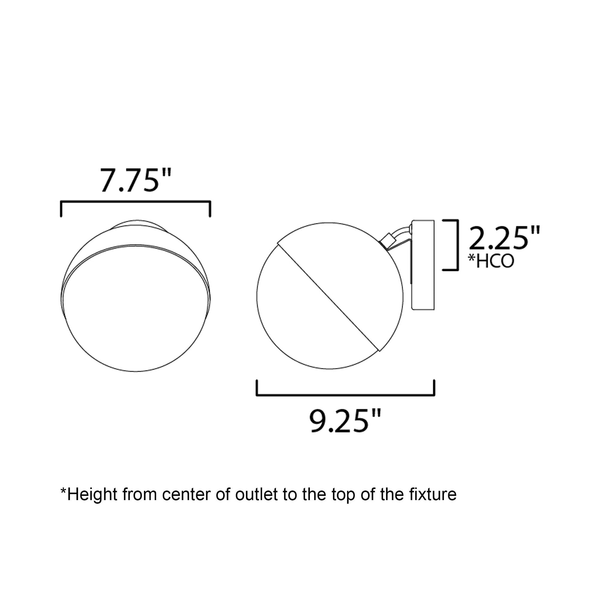 Half Moon Wall Light - line drawing.