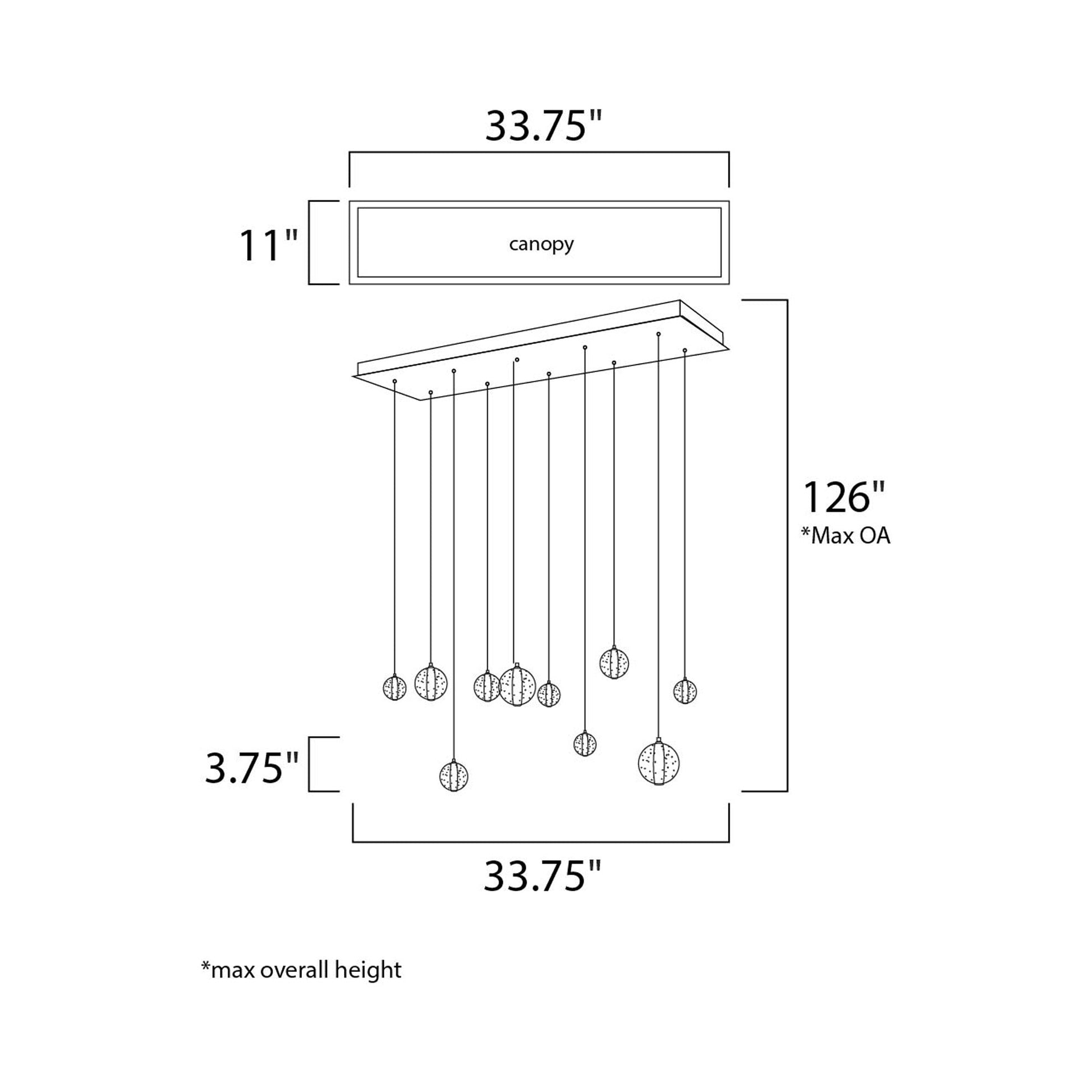 Harmony Linear Pendant Light - line drawing.