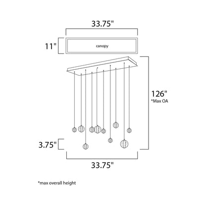 Harmony Linear Pendant Light - line drawing.