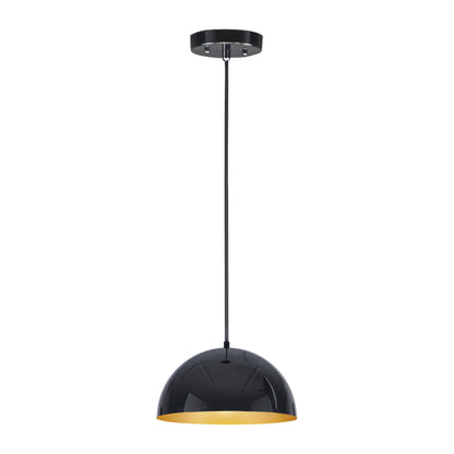 Hemisphere LED Pendant Light in Glass Black/Gold (Medium).