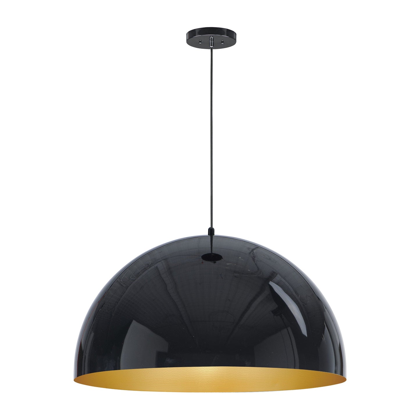 Hemisphere LED Pendant Light in Glass Black/Gold (X-Large).