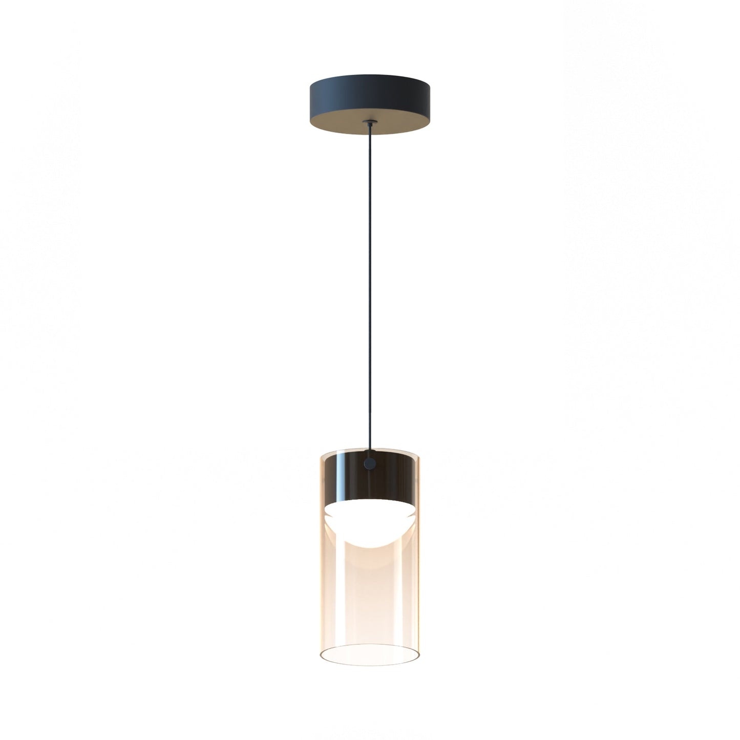 Highball LED Mini Pendant Light in Gunmetal (8.5-Inch/Amber Glass).