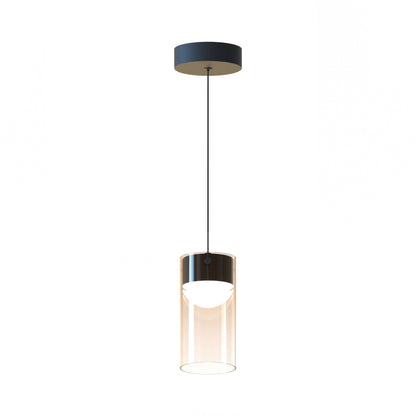 Highball LED Mini Pendant Light in Gunmetal (8.5-Inch/Amber Glass).