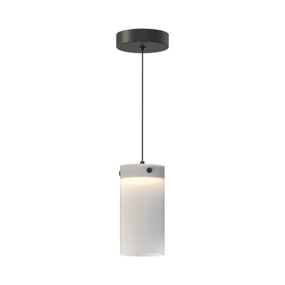 Highball LED Mini Pendant Light in Black (8.5-Inch/Translucent Frost).