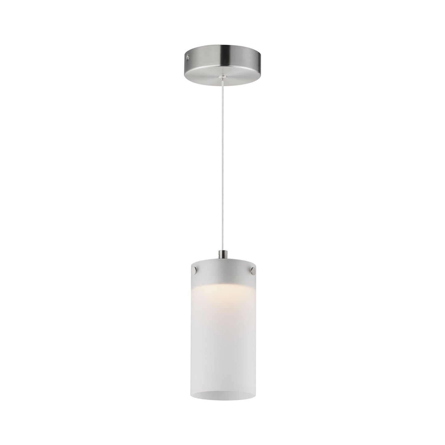 Highball LED Mini Pendant Light in Satin Nickel (8.5-Inch/Translucent Frost).