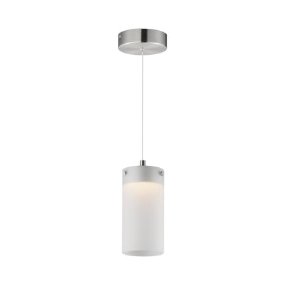 Highball LED Mini Pendant Light in Satin Nickel (8.5-Inch/Translucent Frost).