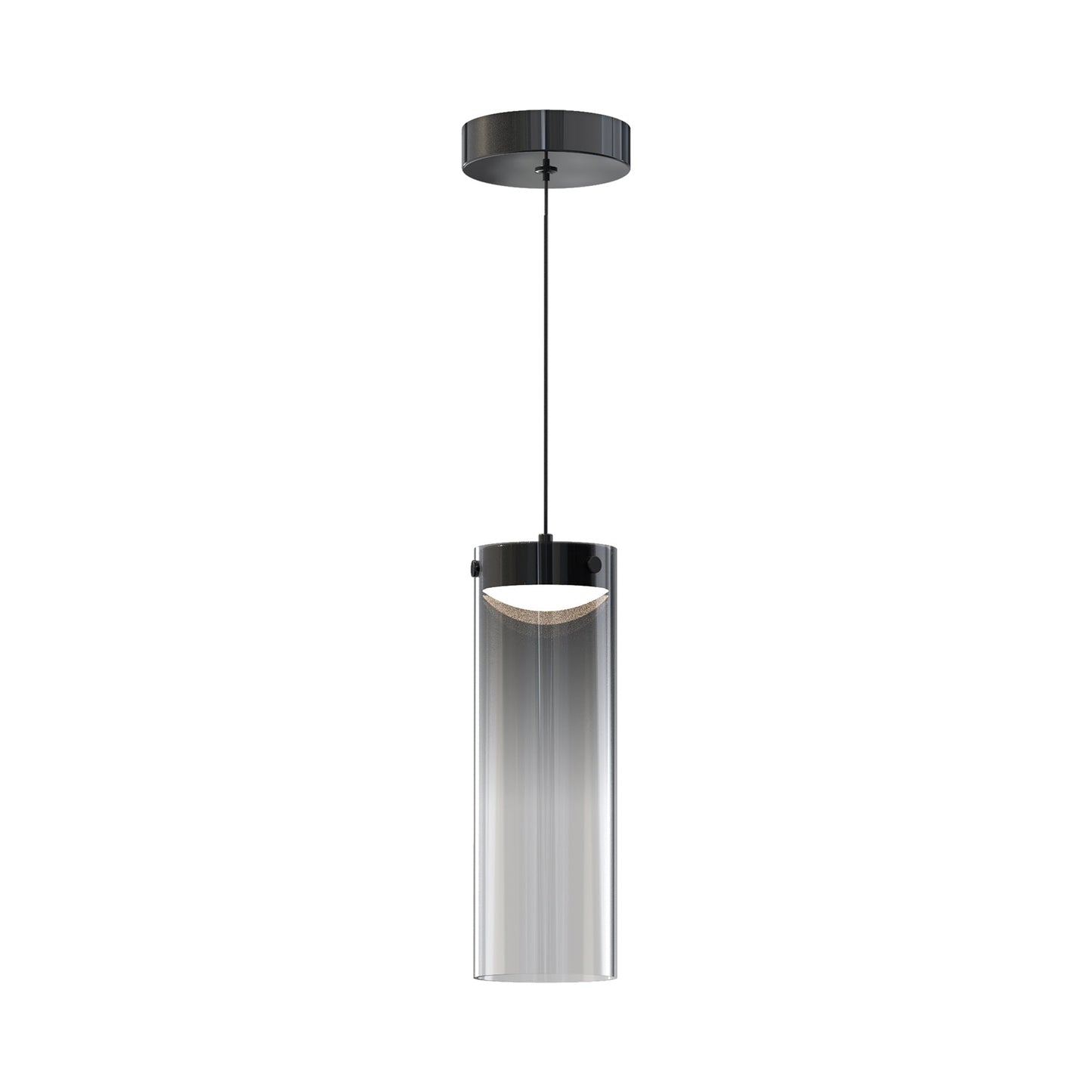 Highball LED Mini Pendant Light in Gunmetal (12.5-Inch/Graduating Smoke).