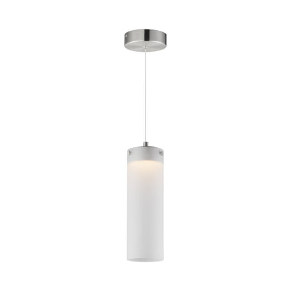Highball LED Mini Pendant Light in Satin Nickel (12.5-Inch/Translucent Frost).