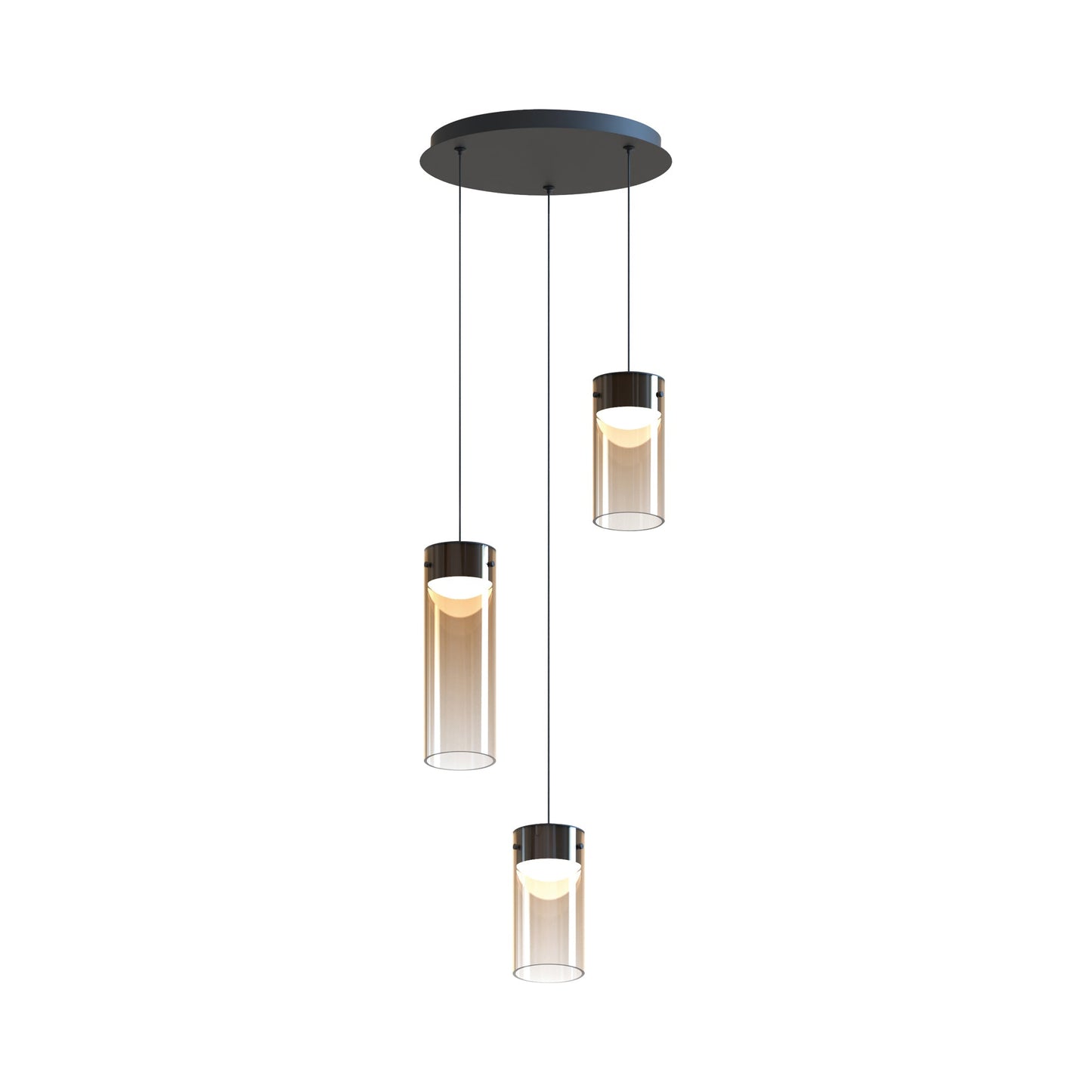Highball LED Multi Light Pendant Light in Amber Glass (3-Light).