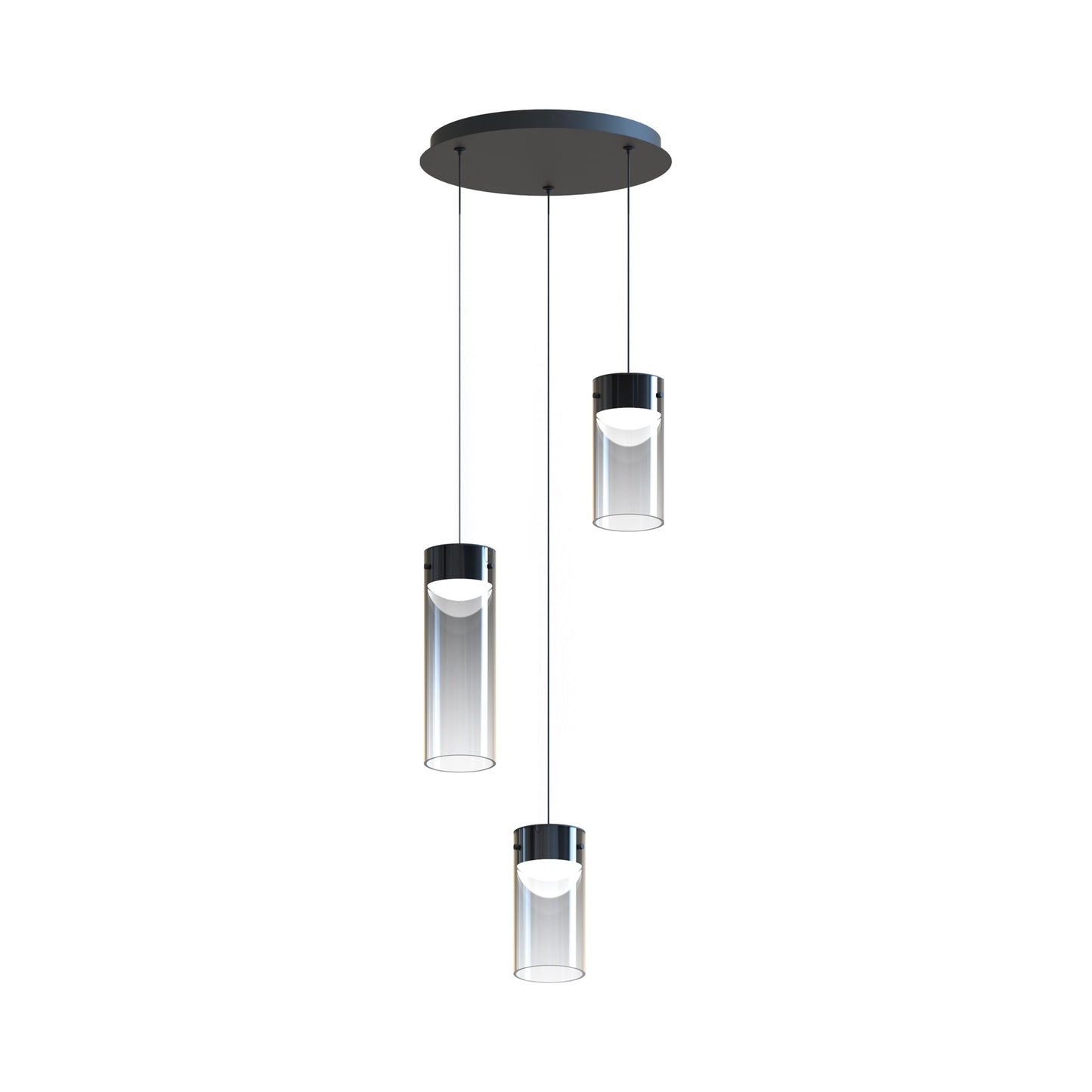 Highball LED Multi Light Pendant Light in Graduating Smoke (3-Light).