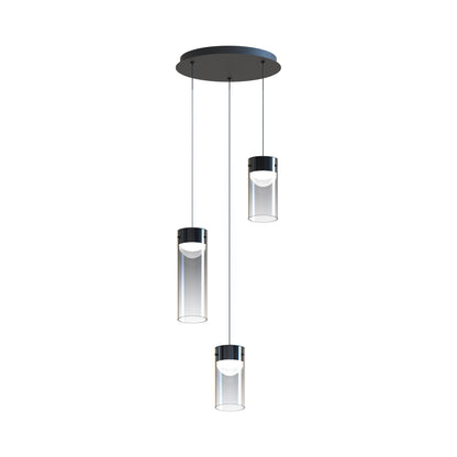 Highball LED Multi Light Pendant Light in Graduating Smoke (3-Light).