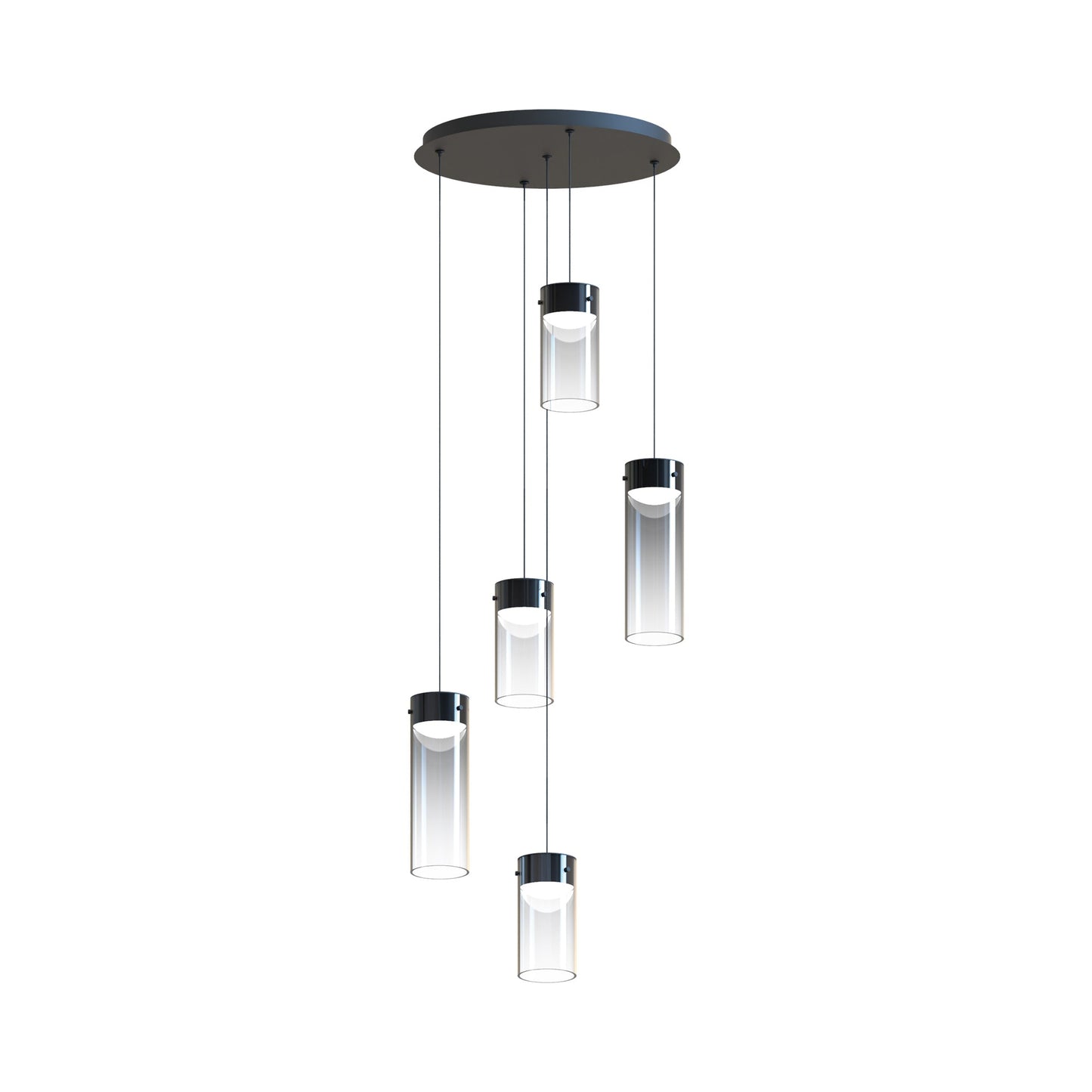 Highball LED Multi Light Pendant Light in Graduating Smoke (5-Light).
